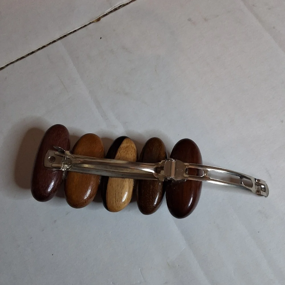 Handcrafted Wooden Hair Clip with Natural Tones